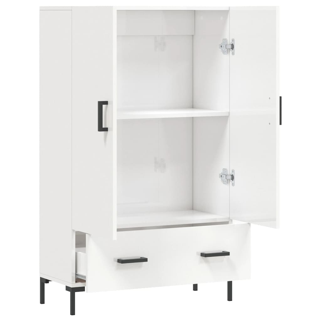 Visoka komoda sjajna bijela 69,5x31x115 cm konstruirano drvo