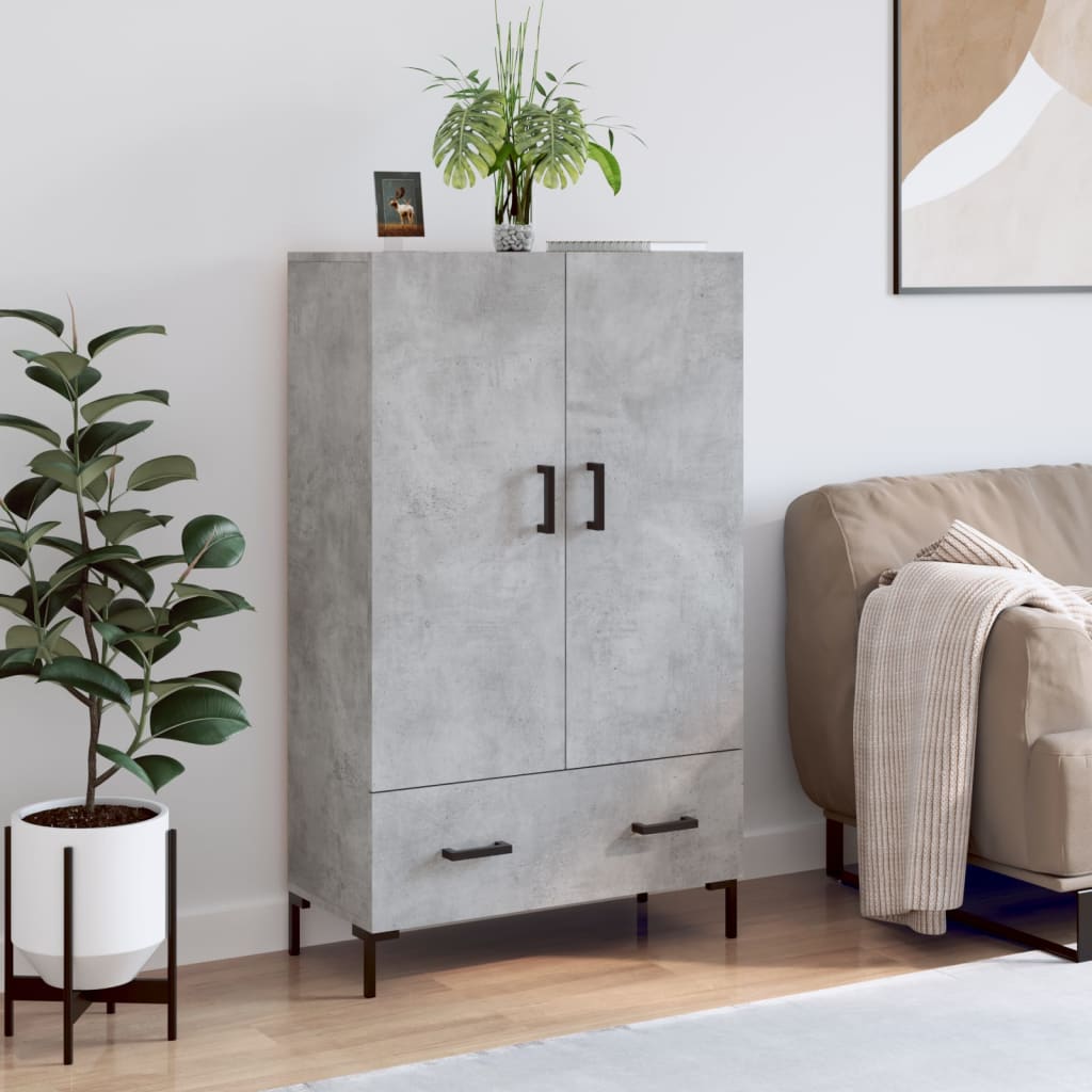 Visoka komoda boja betona 69,5 x 31 x 115 cm konstruirano drvo