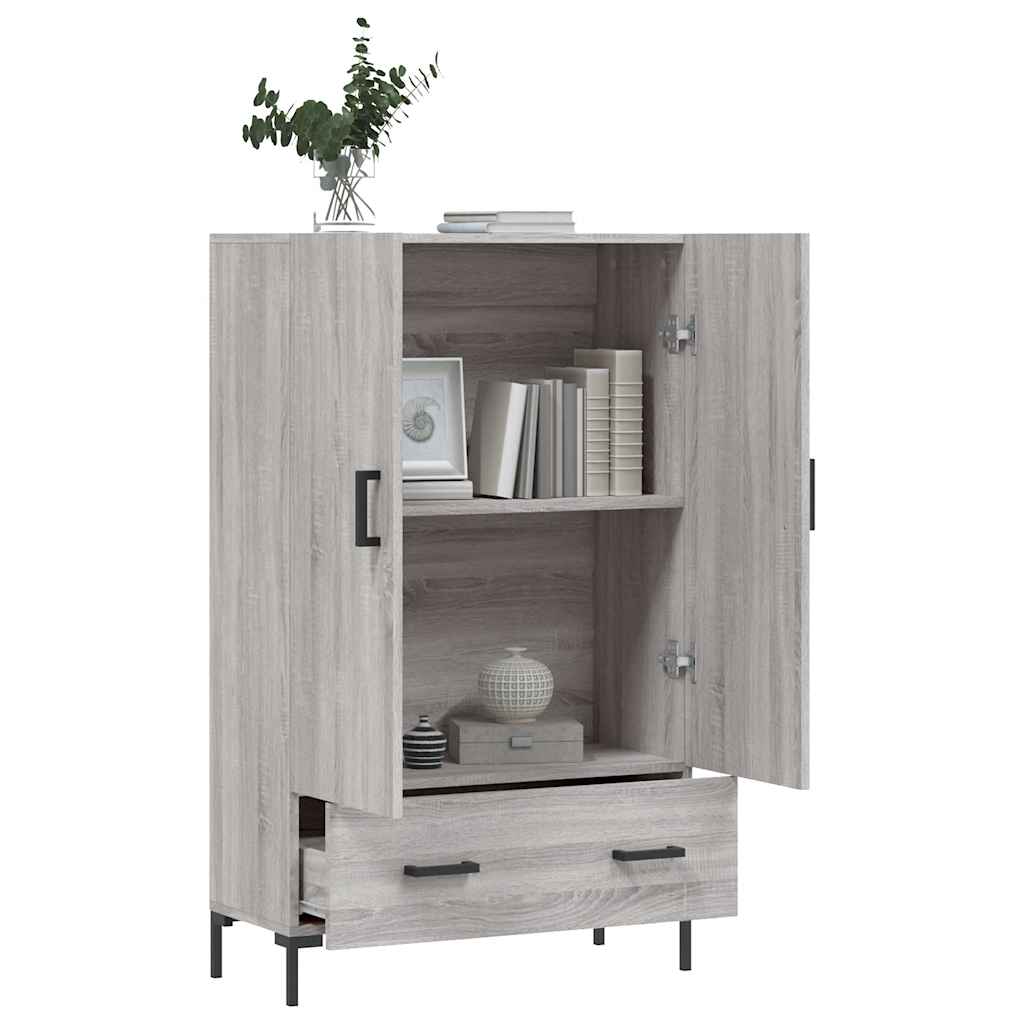 Visoka komoda siva boja hrasta 69,5x31x115 cm konstruirano drvo