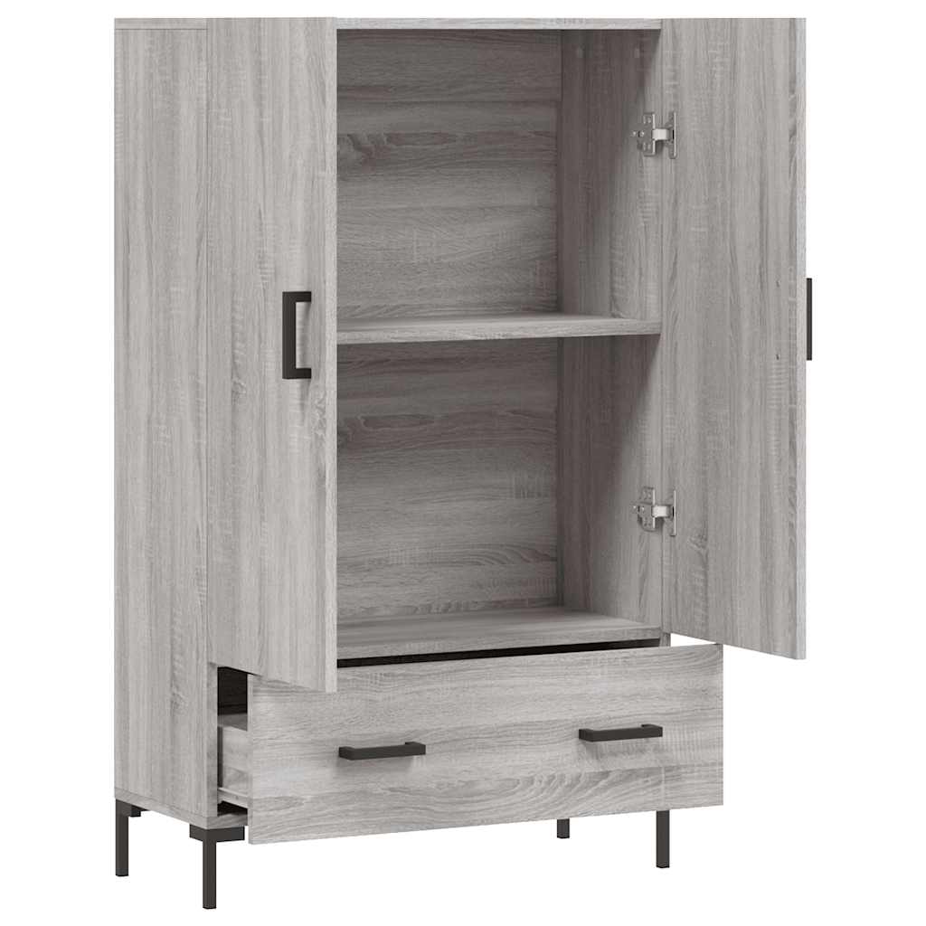 Visoka komoda siva boja hrasta 69,5x31x115 cm konstruirano drvo
