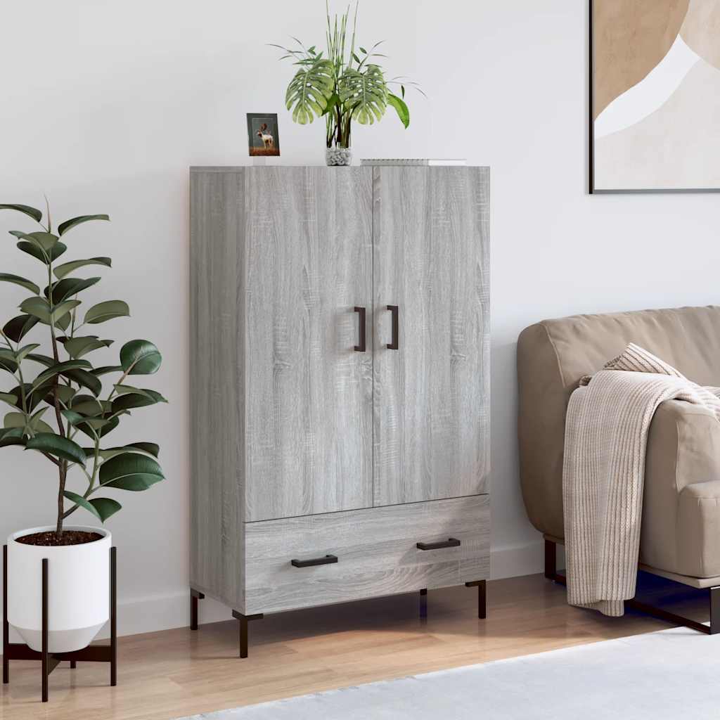 Visoka komoda siva boja hrasta 69,5x31x115 cm konstruirano drvo
