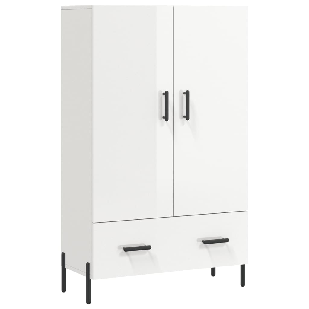 Visoka komoda sjajna bijela 69,5x31x115 cm konstruirano drvo