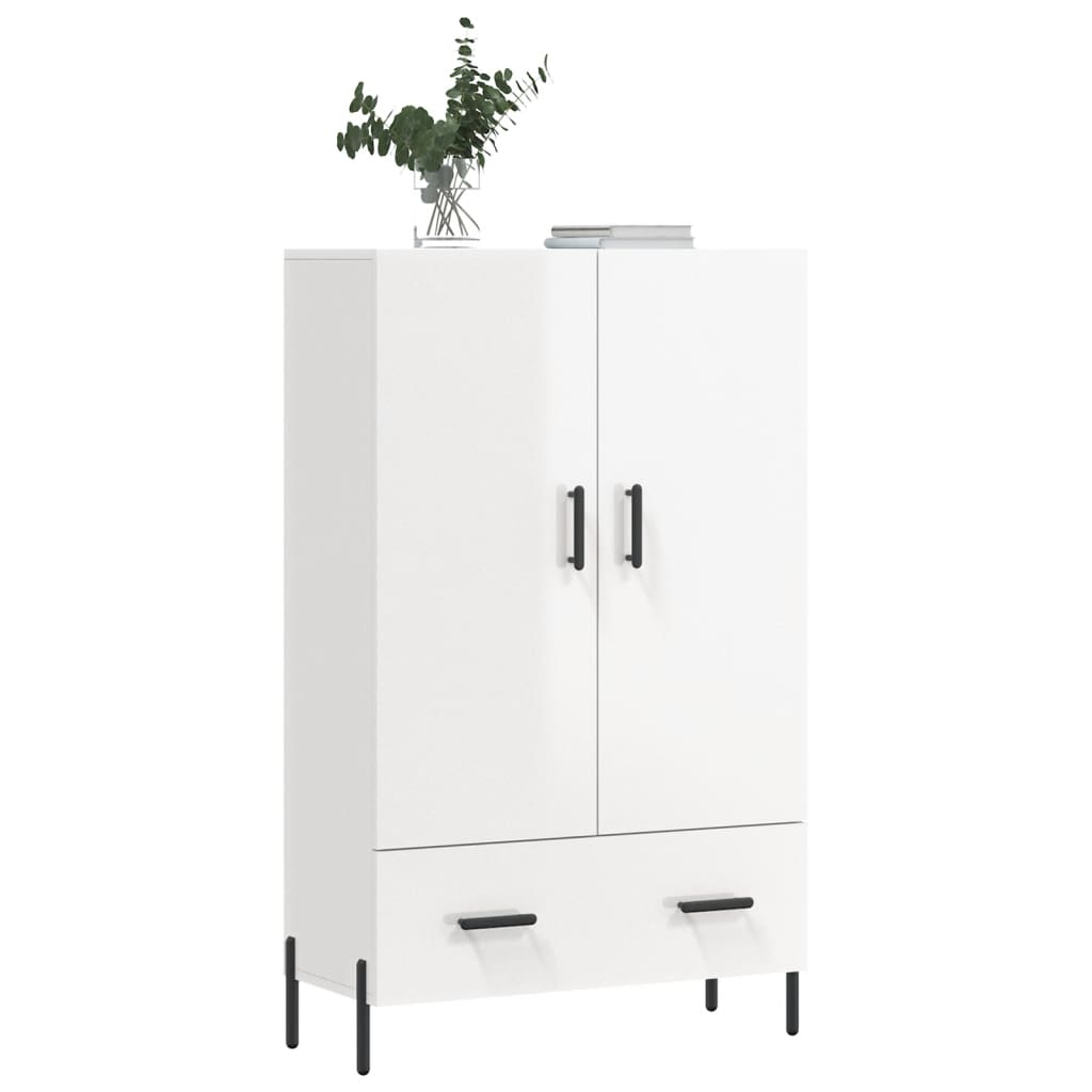 Visoka komoda sjajna bijela 69,5x31x115 cm konstruirano drvo