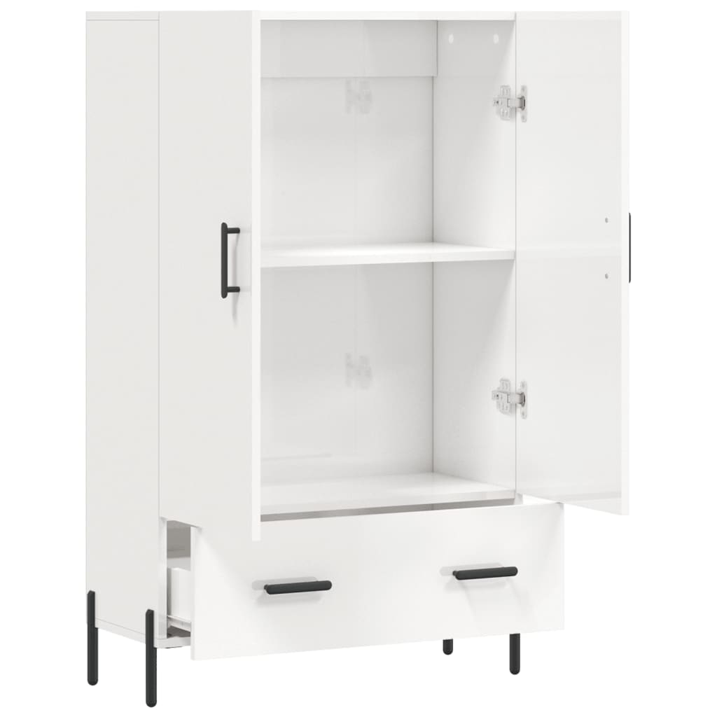 Visoka komoda sjajna bijela 69,5x31x115 cm konstruirano drvo