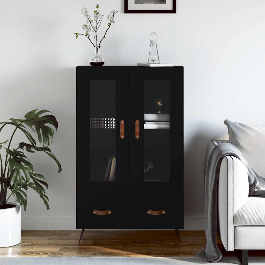 Visoka komoda crna 69,5 x 31 x 115 cm od konstruiranog drva