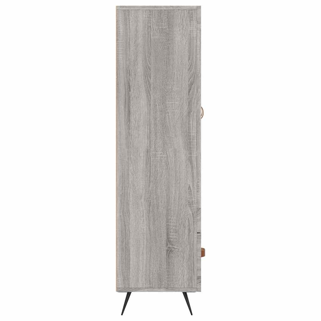Visoka komoda siva boja hrasta 69,5x31x115 cm konstruirano drvo