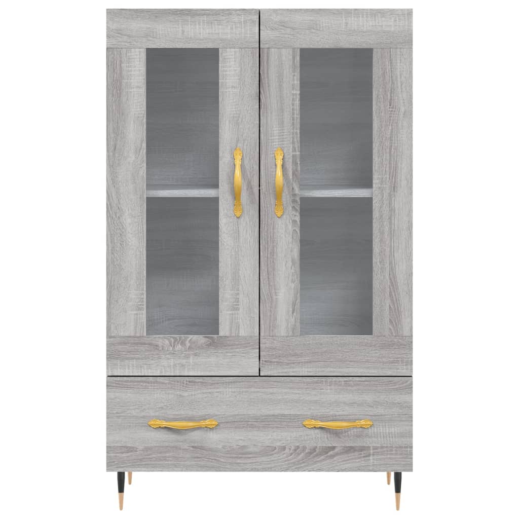 Visoka komoda siva boja hrasta 69,5x31x115 cm konstruirano drvo