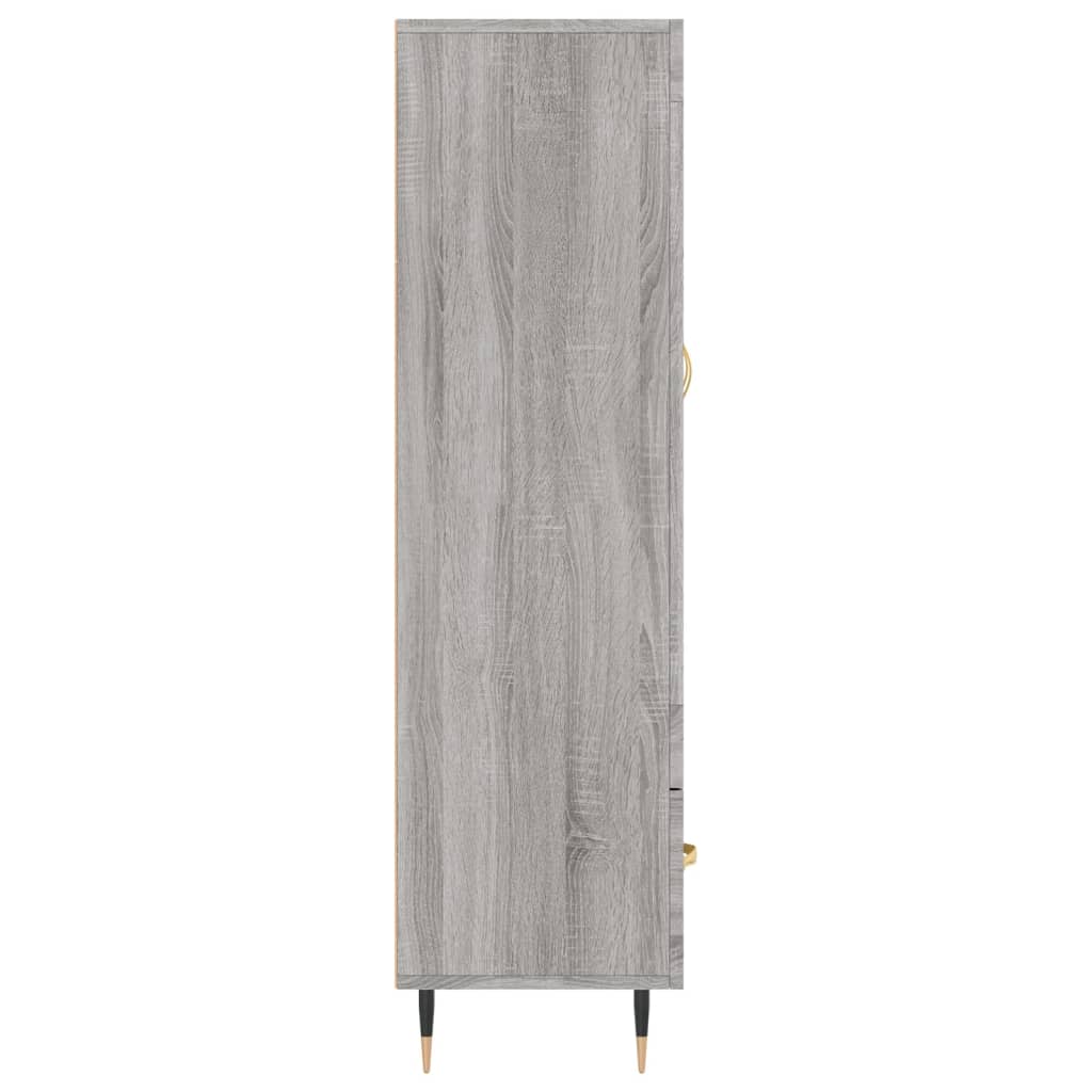 Visoka komoda siva boja hrasta 69,5x31x115 cm konstruirano drvo