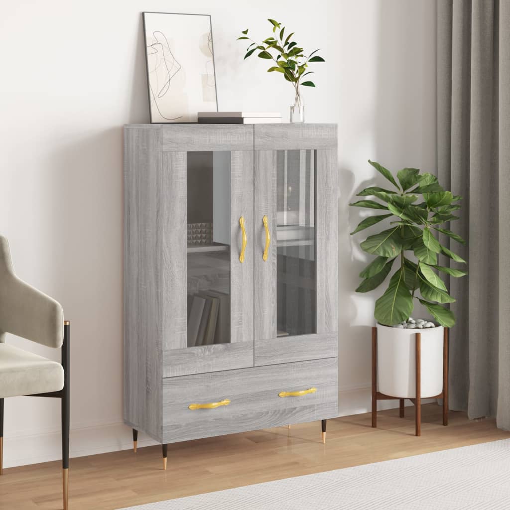 Visoka komoda siva boja hrasta 69,5x31x115 cm konstruirano drvo