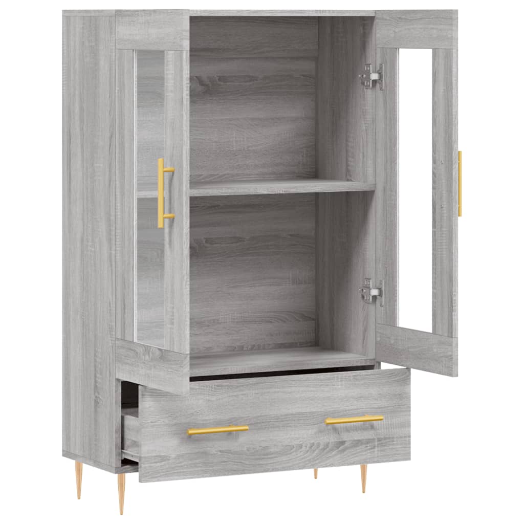 Visoka komoda siva boja hrasta 69,5x31x115 cm konstruirano drvo