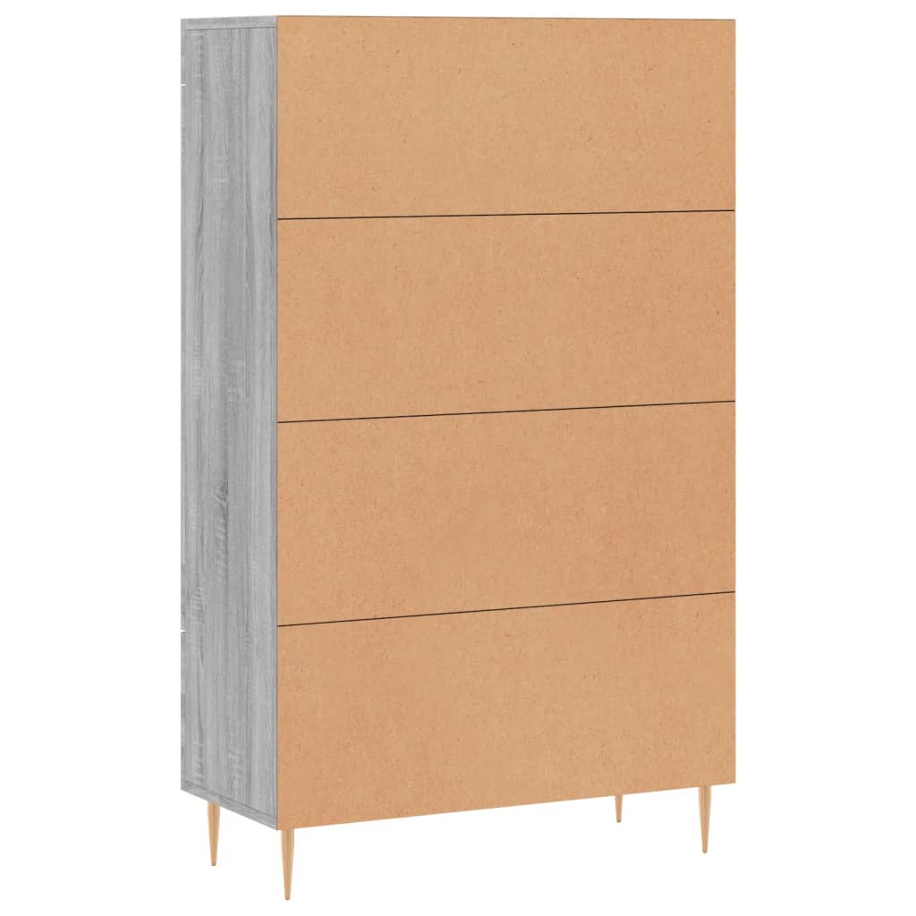 Visoka komoda siva boja hrasta 69,5x31x115 cm konstruirano drvo
