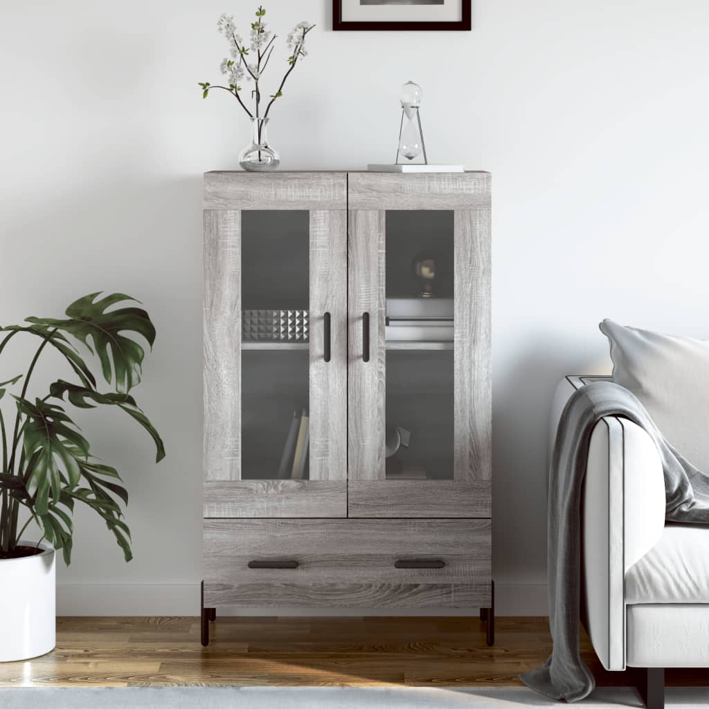 Visoka komoda siva boja hrasta 69,5x31x115 cm konstruirano drvo