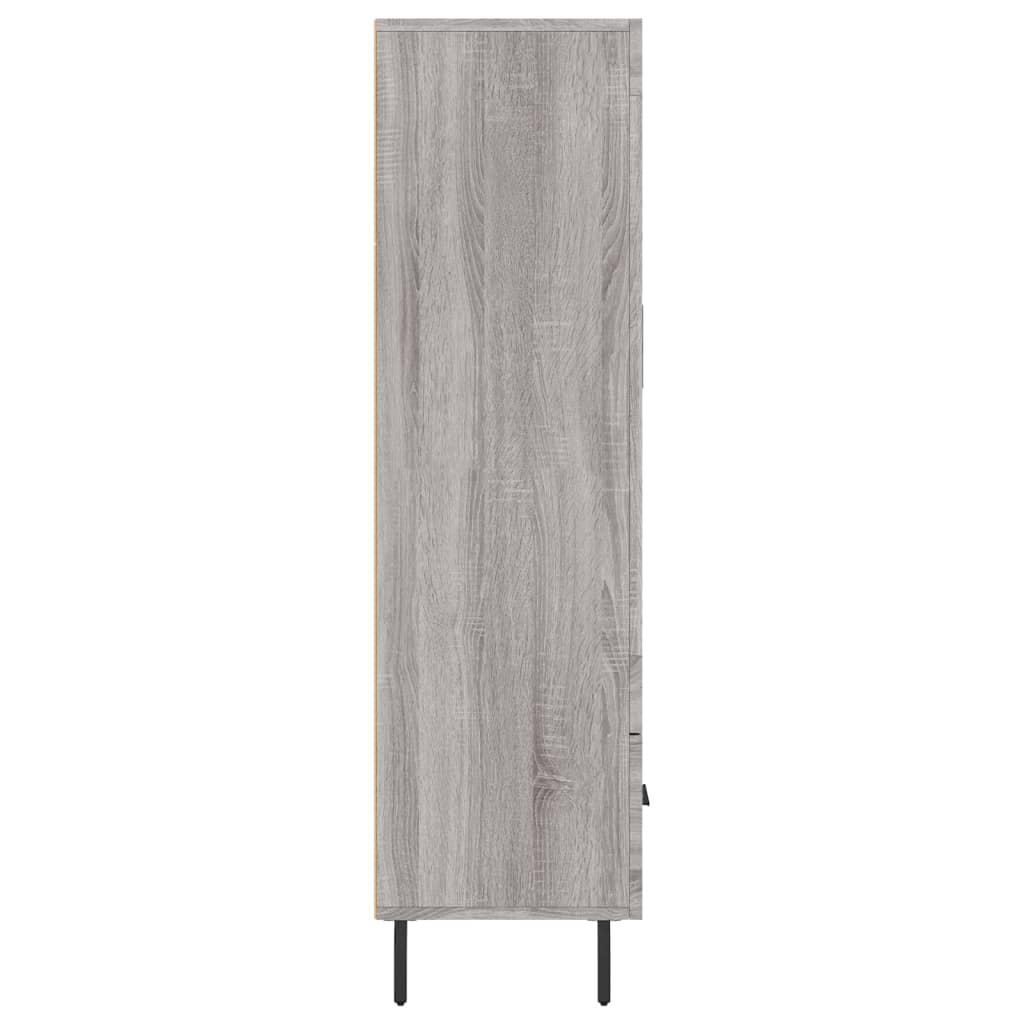 Visoka komoda siva boja hrasta 69,5x31x115 cm konstruirano drvo