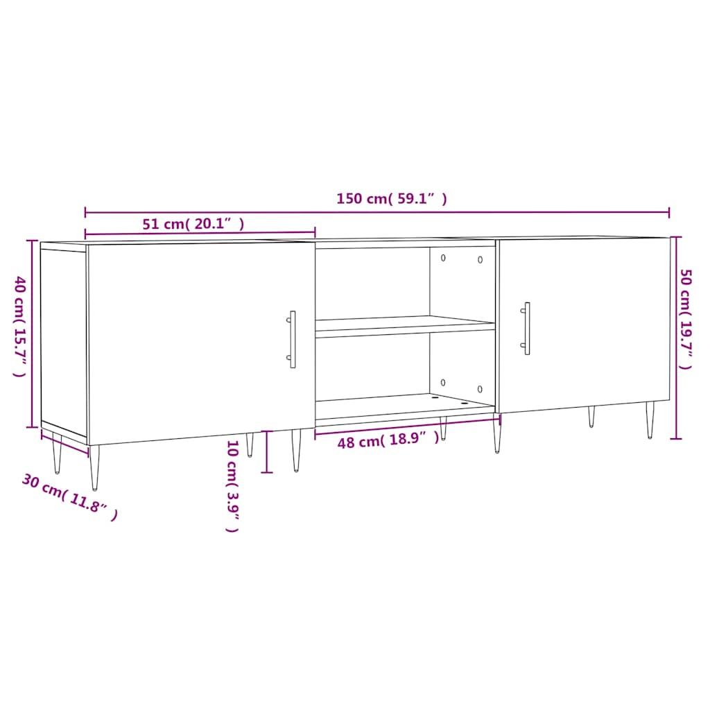 TV ormarić crni 150 x 30 x 50 cm od konstruiranog drva
