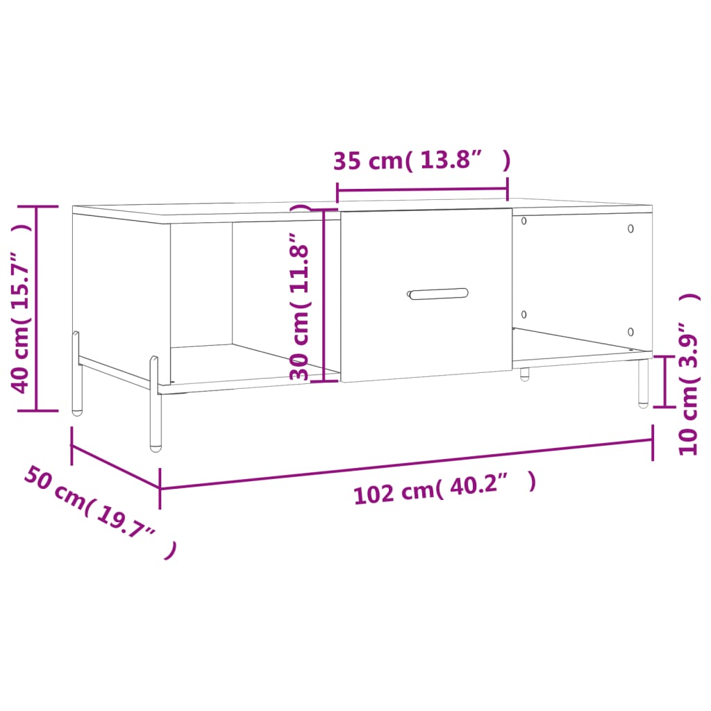 Stolić za kavu crni 102 x 50 x 40 cm od konstruiranog drva