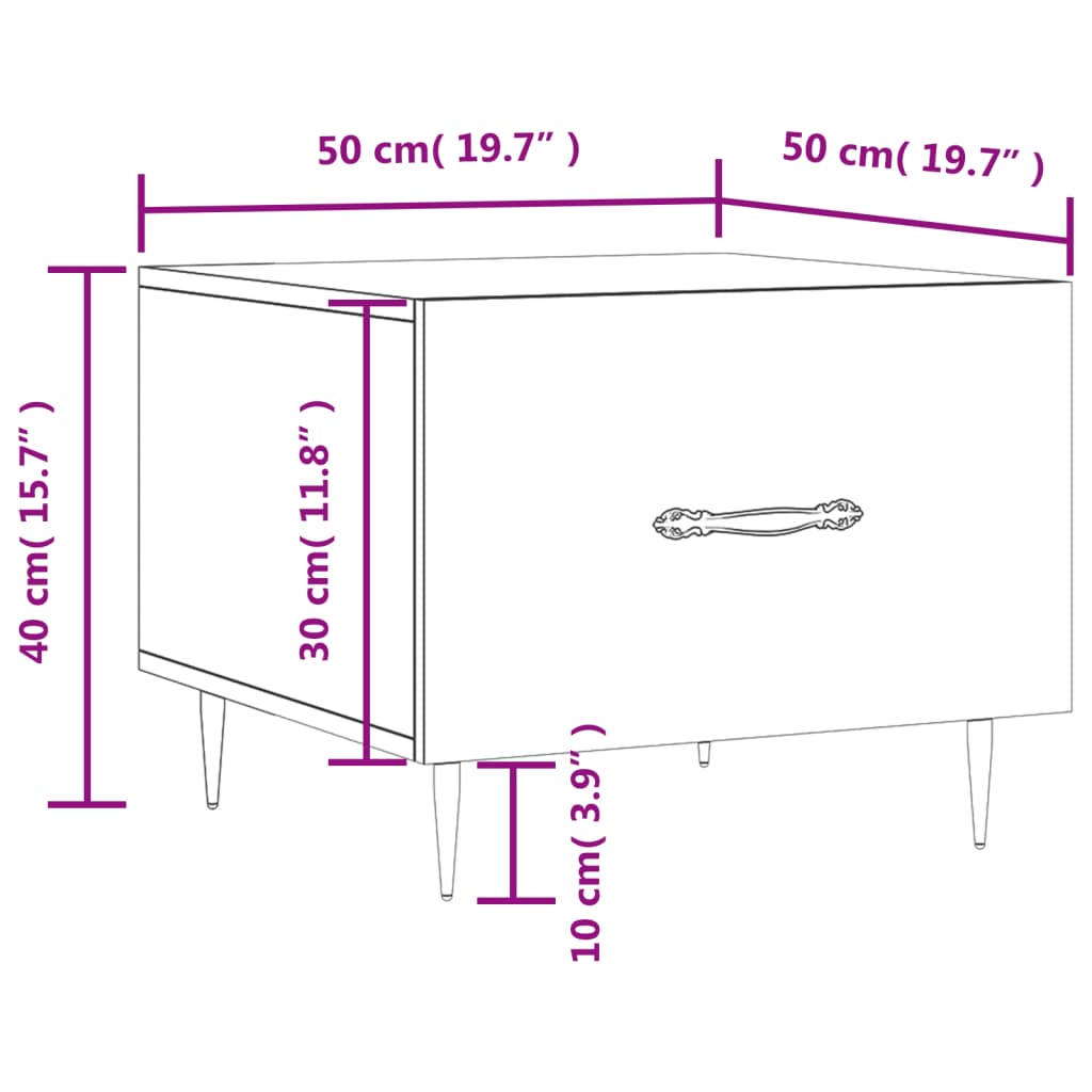 Stolić za kavu crni 50 x 50 x 40 cm od konstruiranog drva