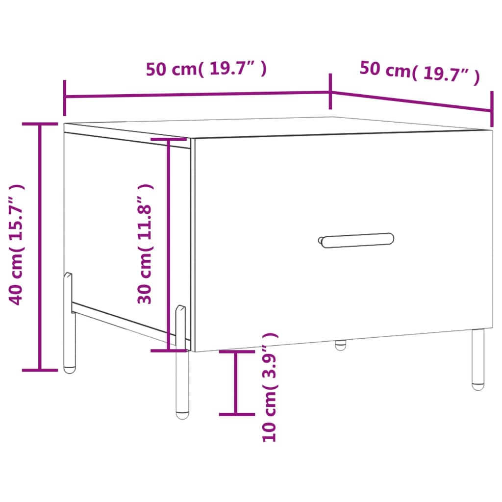 Stolić za kavu crni 50 x 50 x 40 cm od konstruiranog drva