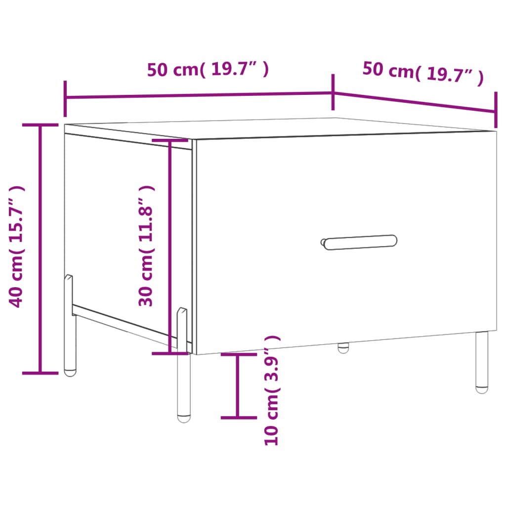 Stolići za kavu 2 kom sjajni bijeli 50x50x40 konstruirano drvo