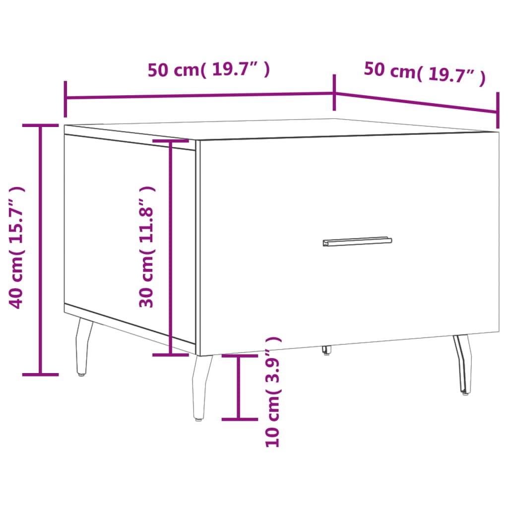 Stolići za kavu 2 kom boja hrasta 50x50x40 cm konstruirano drvo