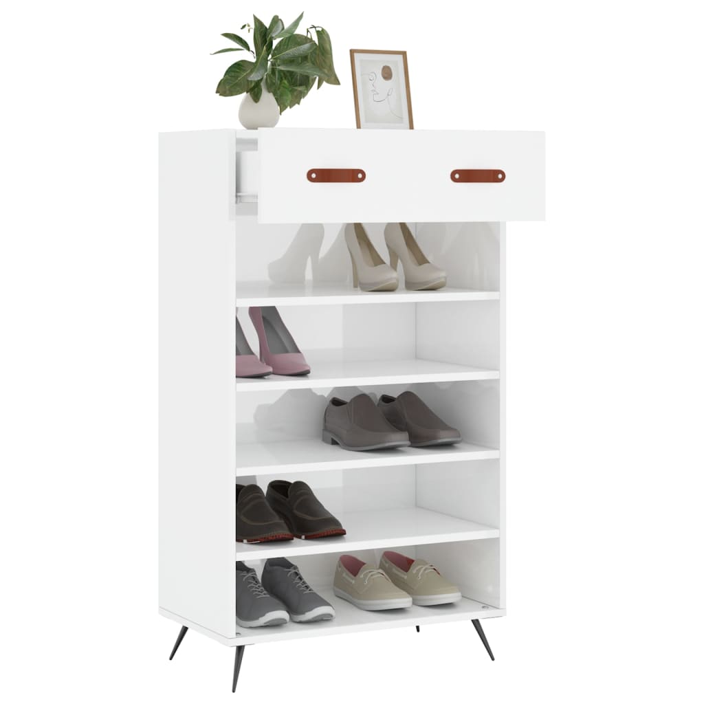 Ormarić za cipele sjajni bijeli 60x35x105 cm konstruirano drvo