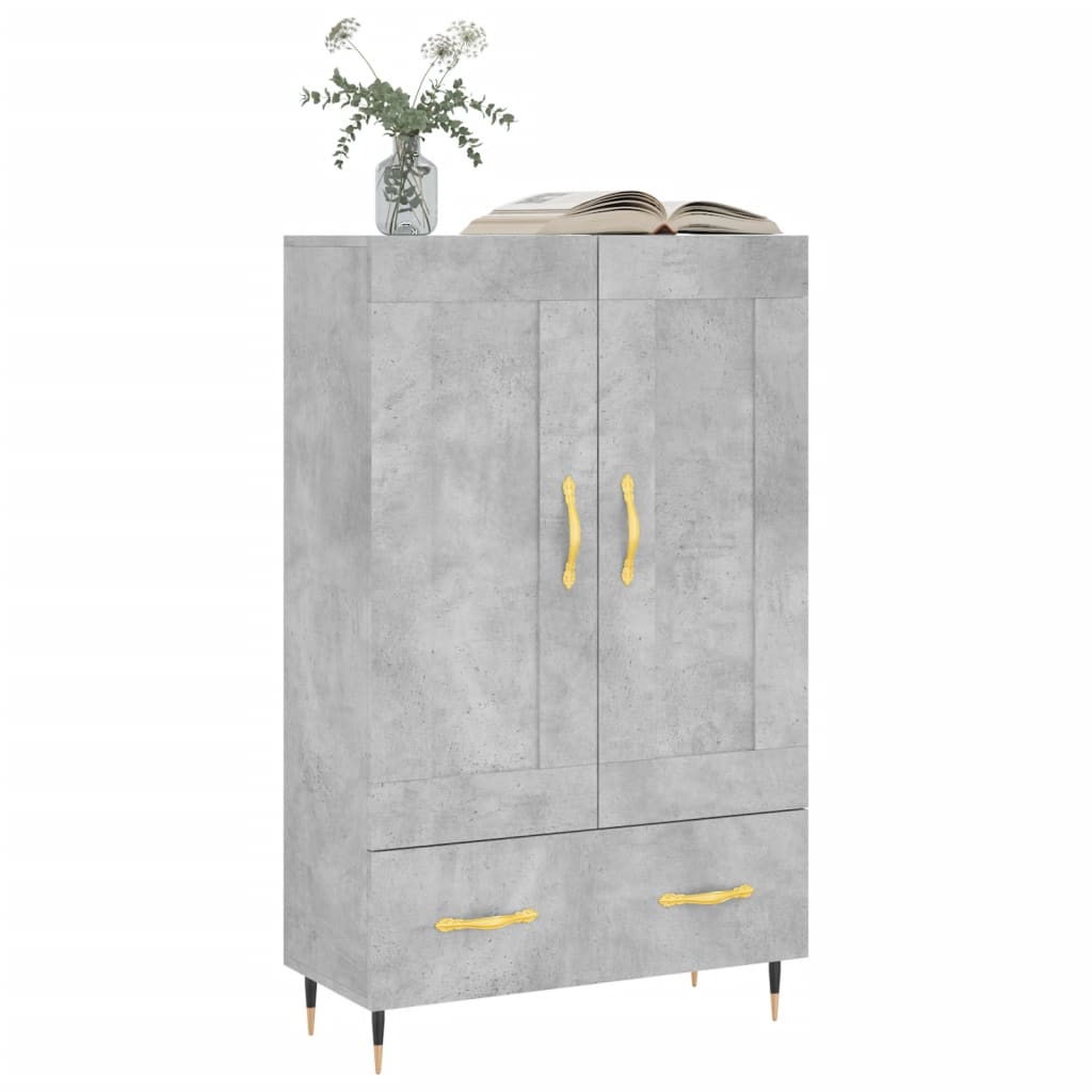 Visoka komoda boja betona 69,5 x 31 x 115 cm konstruirano drvo