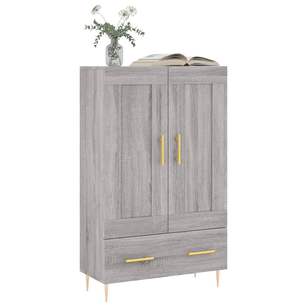 Visoka komoda siva boja hrasta 69,5x31x115 cm konstruirano drvo