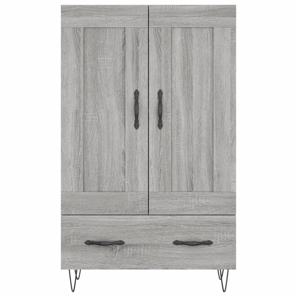 Visoka komoda siva boja hrasta 69,5x31x115 cm konstruirano drvo