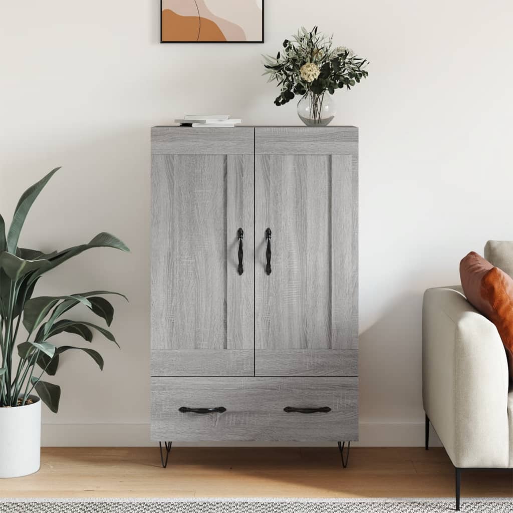 Visoka komoda siva boja hrasta 69,5x31x115 cm konstruirano drvo