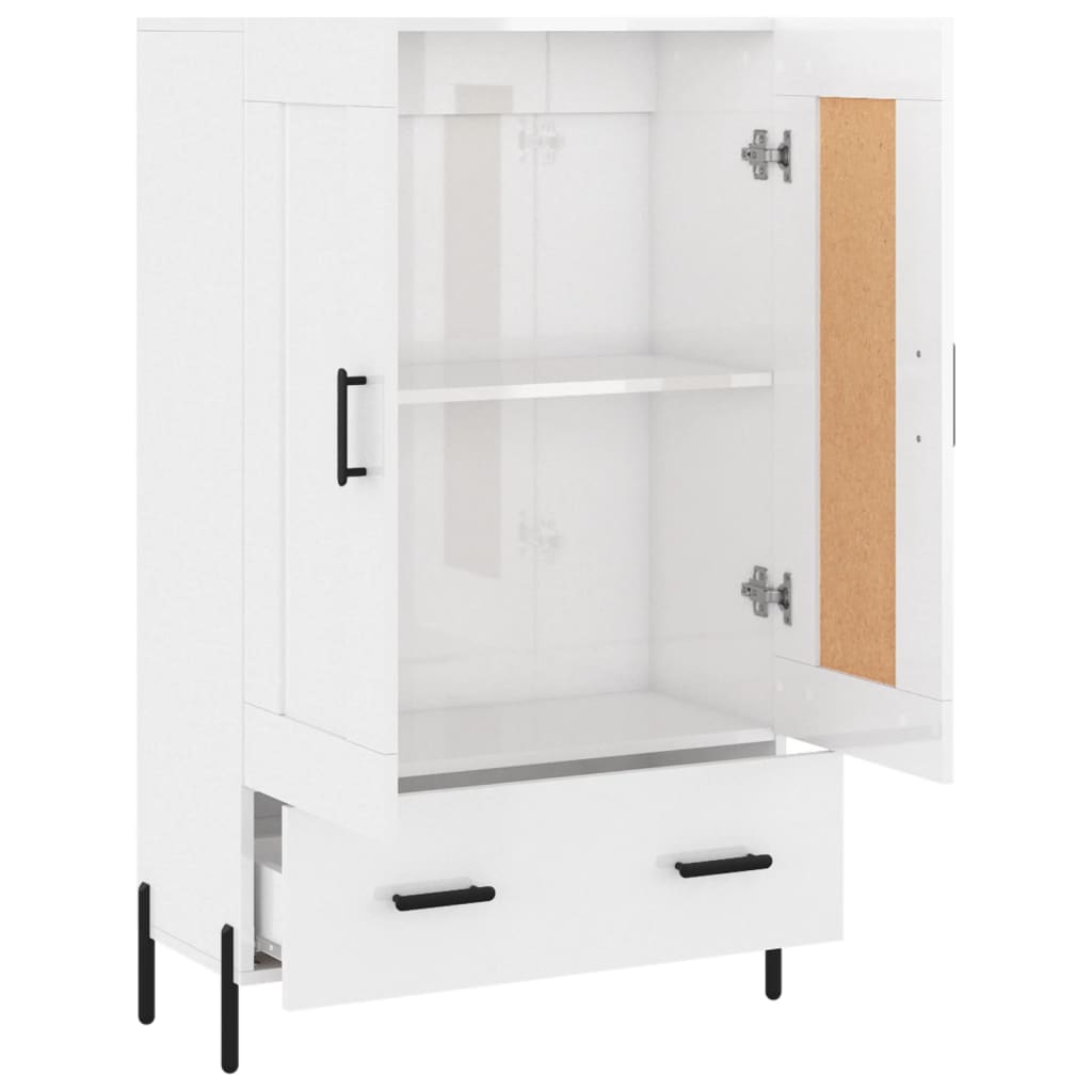 Visoka komoda sjajna bijela 69,5x31x115 cm konstruirano drvo