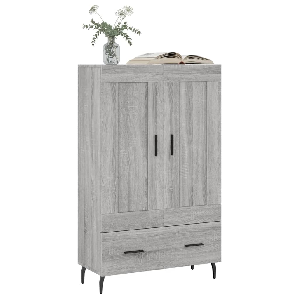 Visoka komoda siva boja hrasta 69,5x31x115 cm konstruirano drvo