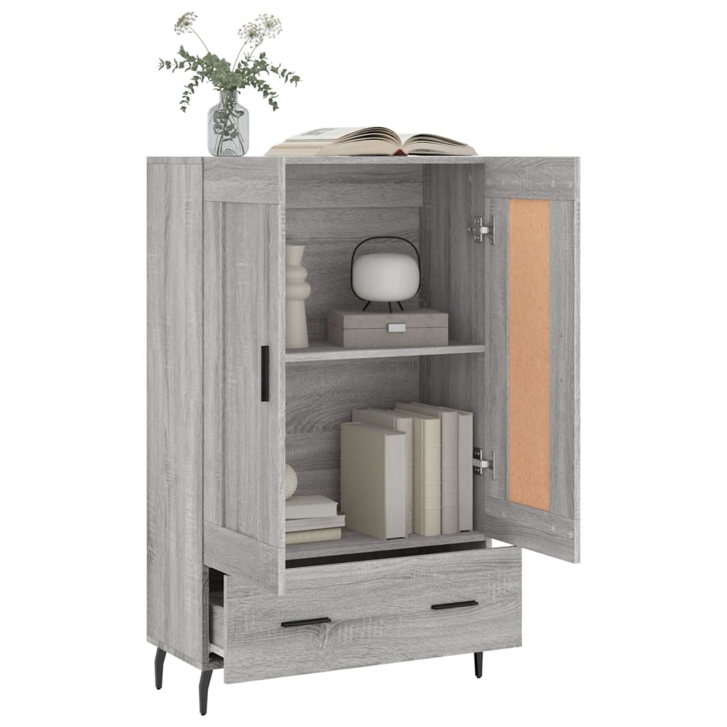 Visoka komoda siva boja hrasta 69,5x31x115 cm konstruirano drvo