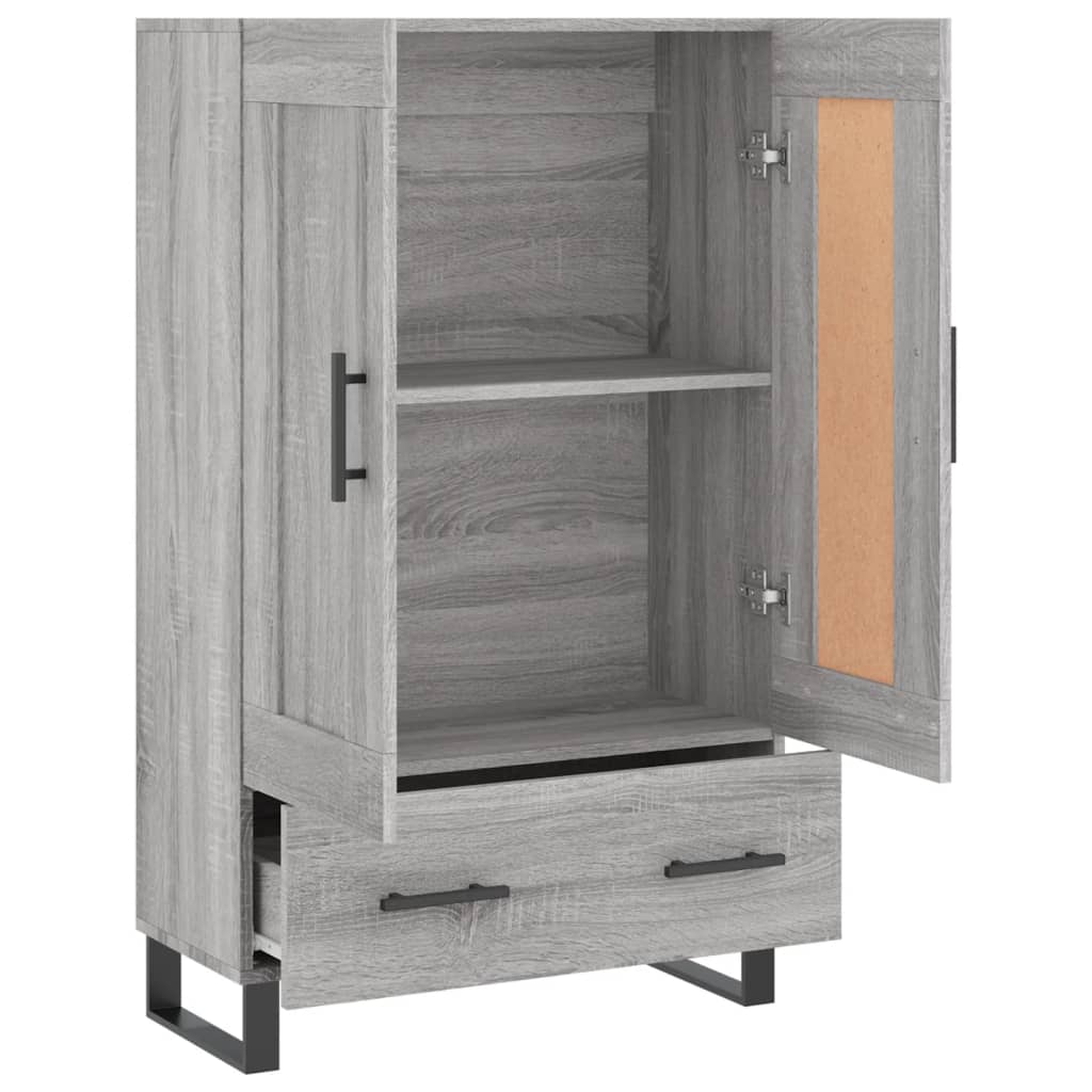 Visoka komoda siva boja hrasta 69,5x31x115 cm konstruirano drvo