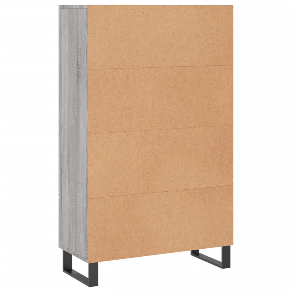 Visoka komoda siva boja hrasta 69,5x31x115 cm konstruirano drvo