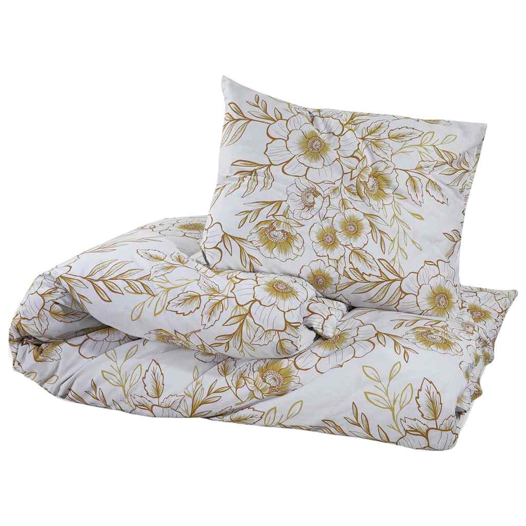 Set posteljine za poplun bijelo-smeđi 155 x 220 cm pamučni