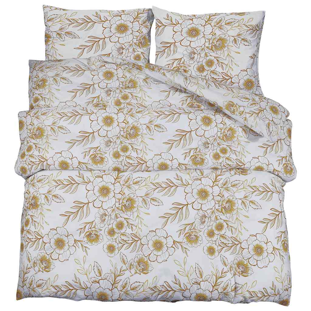 Set posteljine za poplun bijelo-smeđi 200x220 cm pamučni