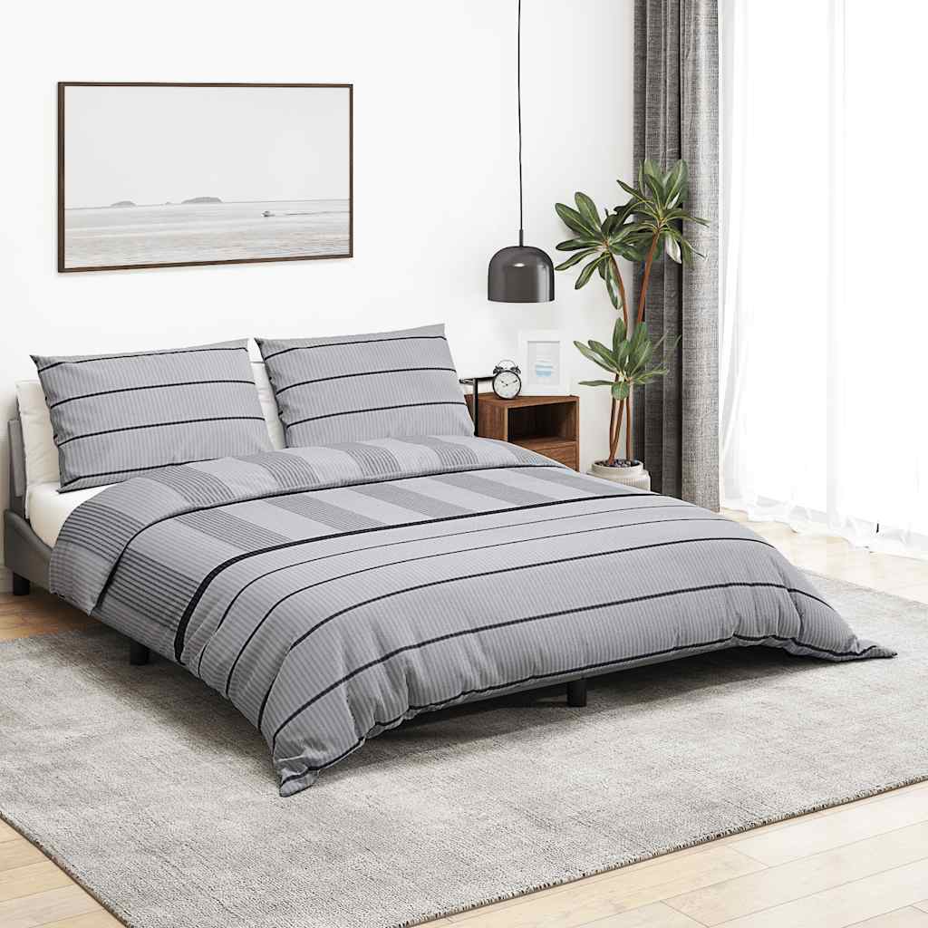 Set posteljine za poplun sivi 260 x 240 cm pamučni