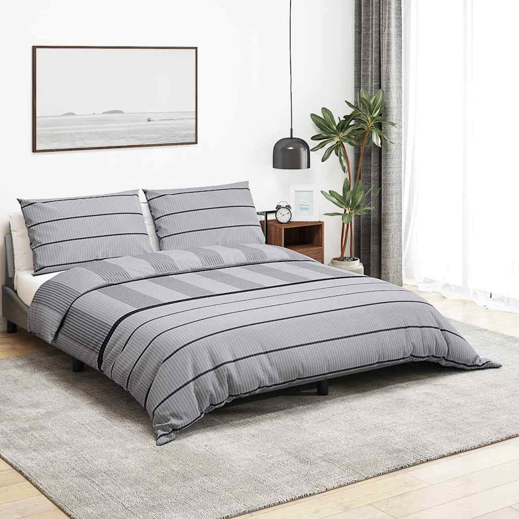 Set posteljine za poplun sivi 225x220 cm pamučni