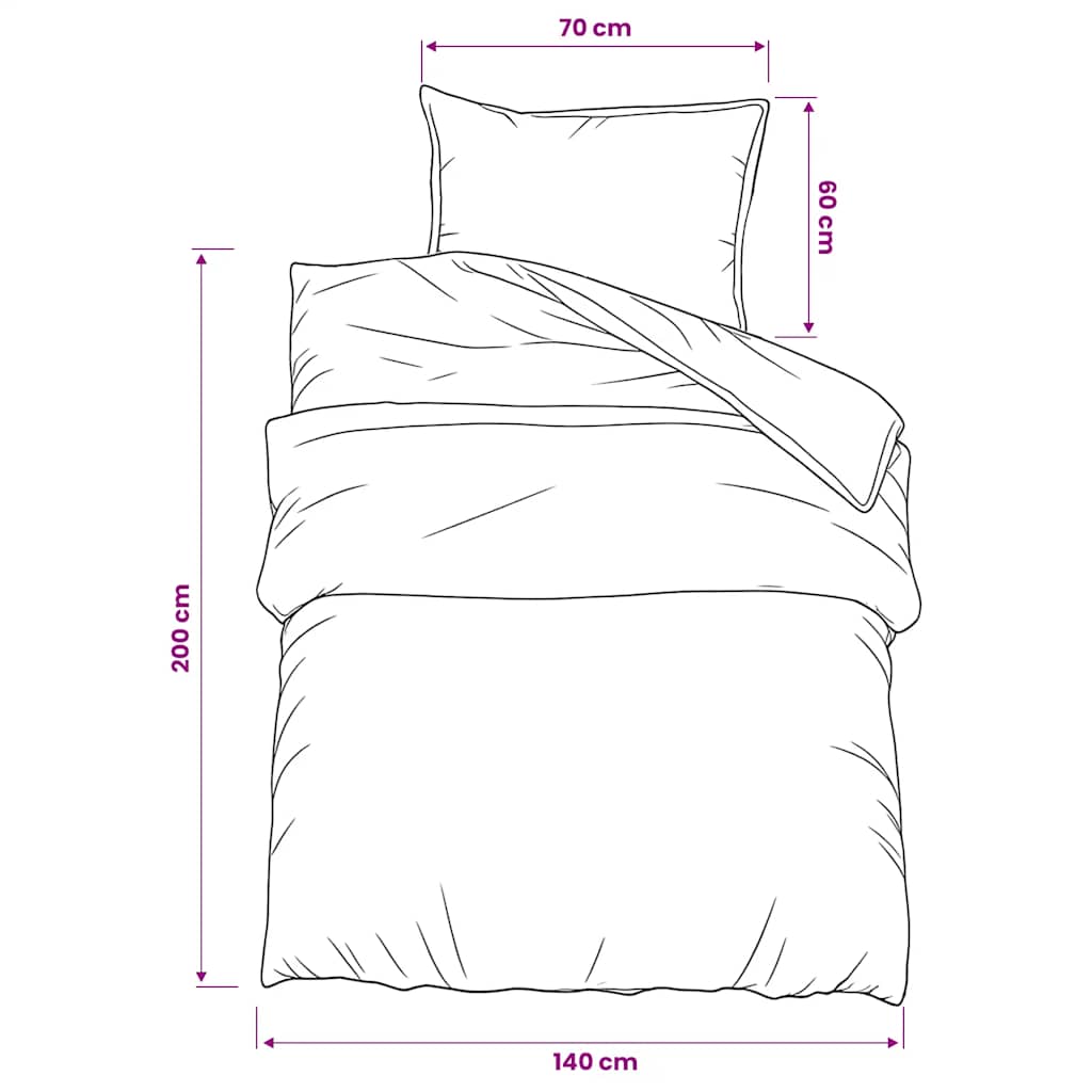 Set posteljine za poplun sivi 140 x 200 cm pamučni