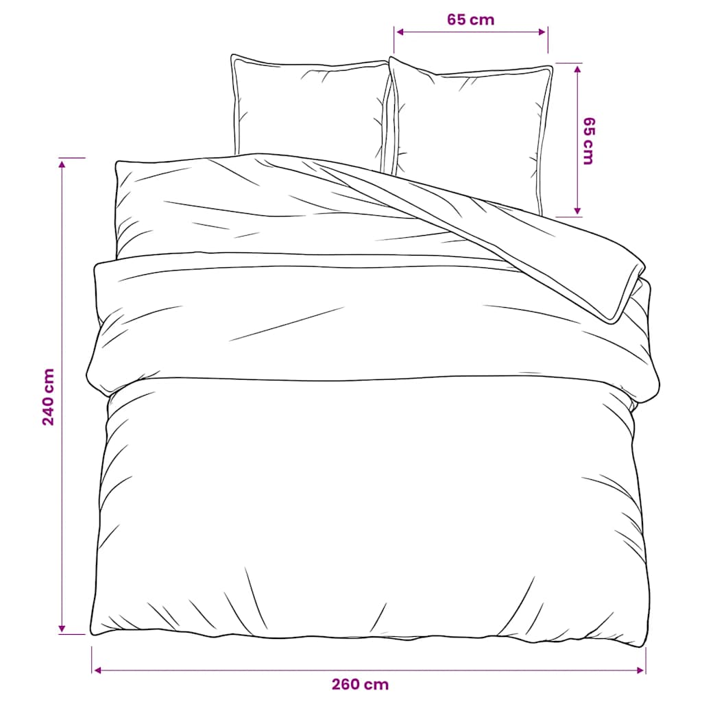 Set posteljine za poplun sivi 260 x 240 cm pamučni