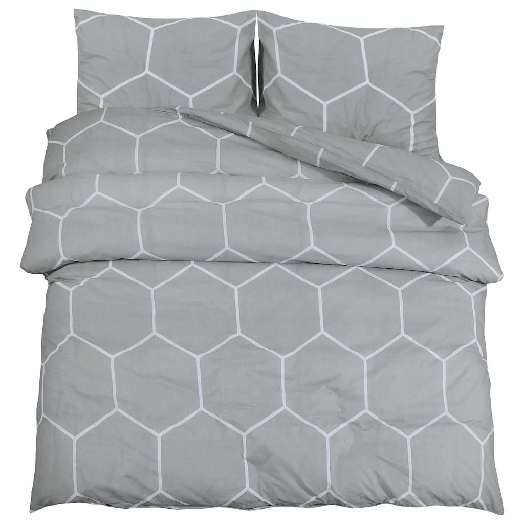 Set posteljine za poplun sivi 135 x 200 cm pamučni