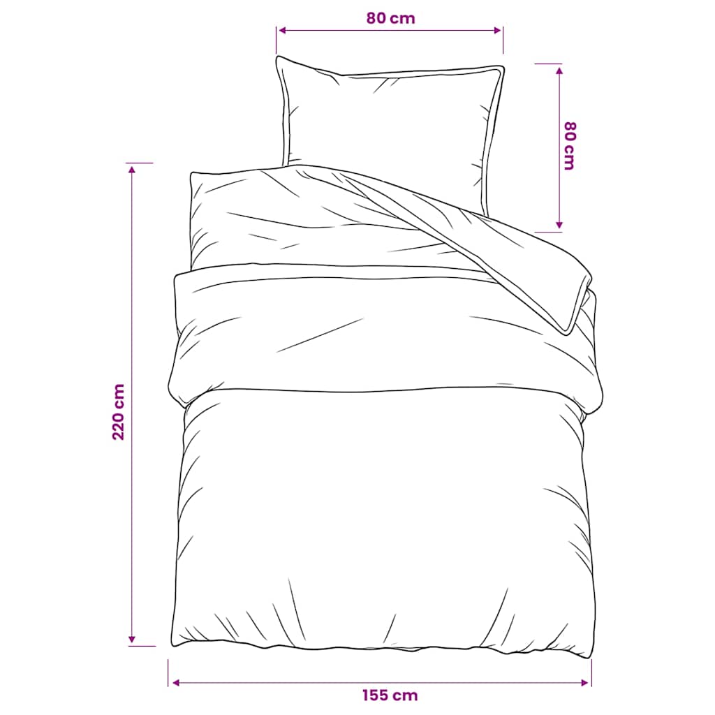 Set posteljine za poplun sivi 155x220 cm pamučni