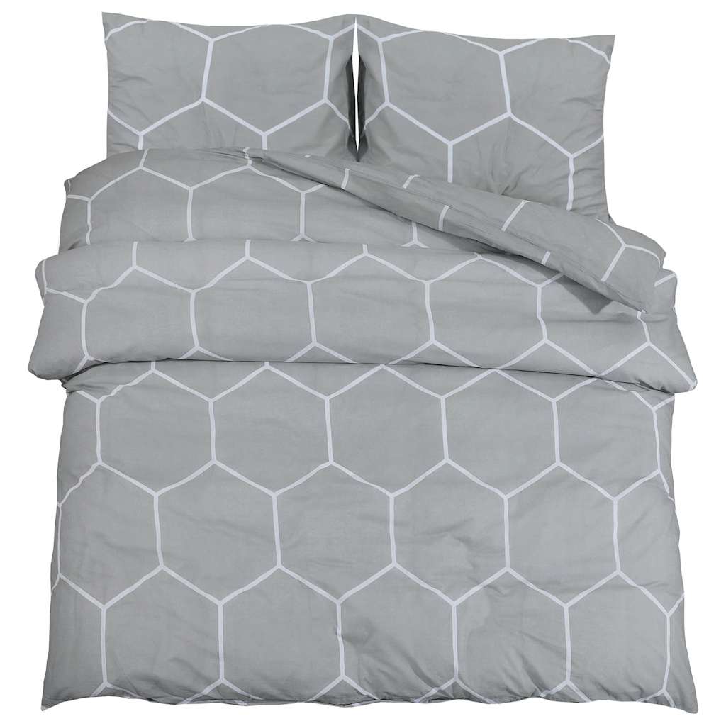 Set posteljine za poplun sivi 200x220 cm pamučni