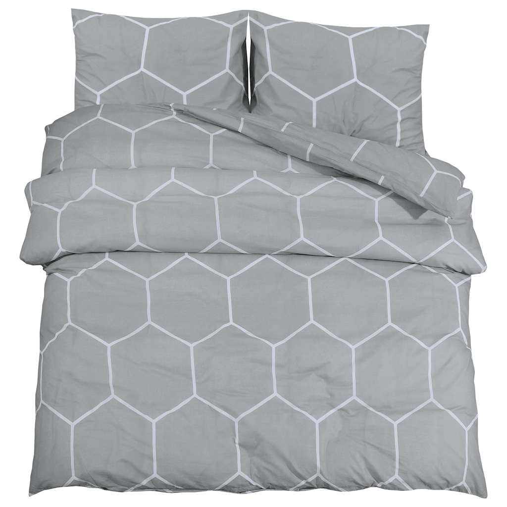 Set posteljine za poplun sivi 225x220 cm pamučni