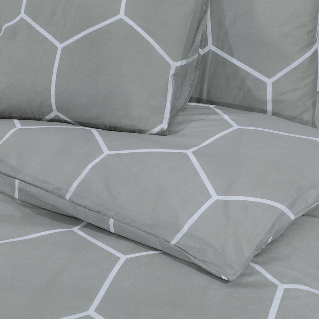 Set posteljine za poplun sivi 225x220 cm pamučni