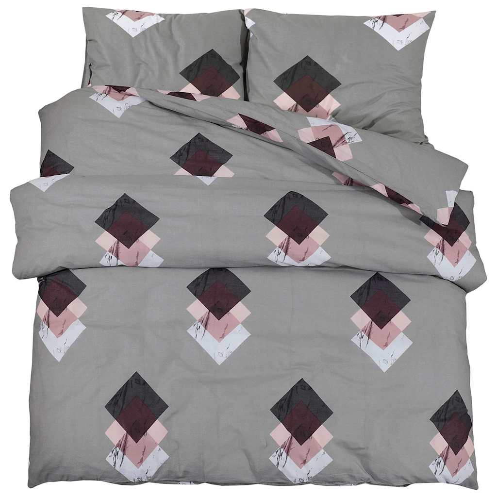 Set posteljine za poplun sivi 140 x 200 cm pamučni