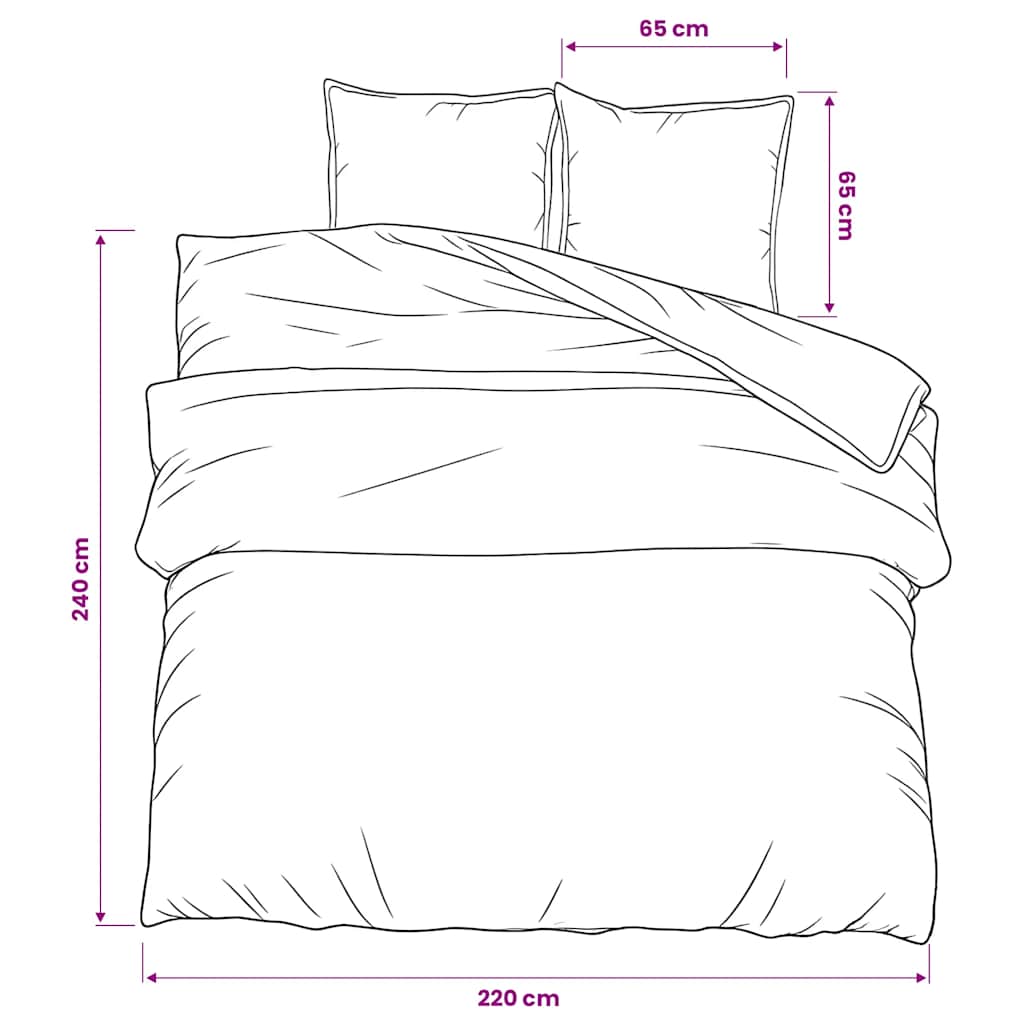 Set posteljine za poplun sivi 220 x 240 cm pamučni