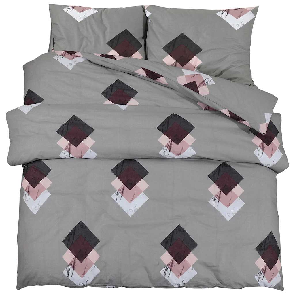 Set posteljine za poplun sivi 135 x 200 cm pamučni