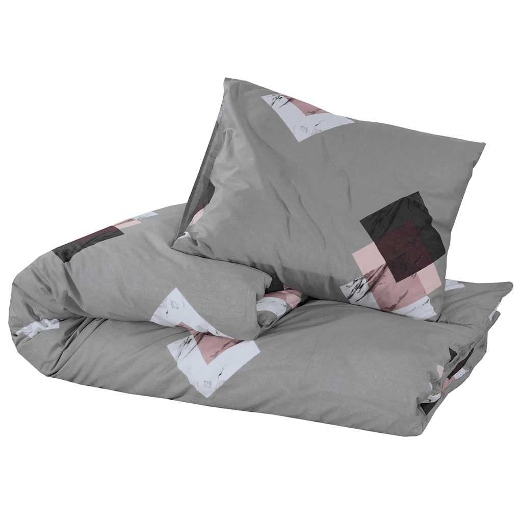 Set posteljine za poplun sivi 135 x 200 cm pamučni