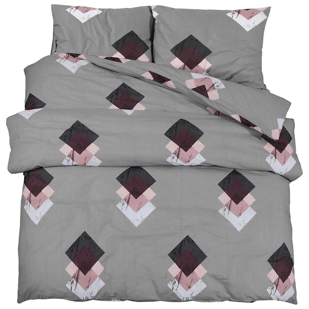 Set posteljine za poplun sivi 225x220 cm pamučni
