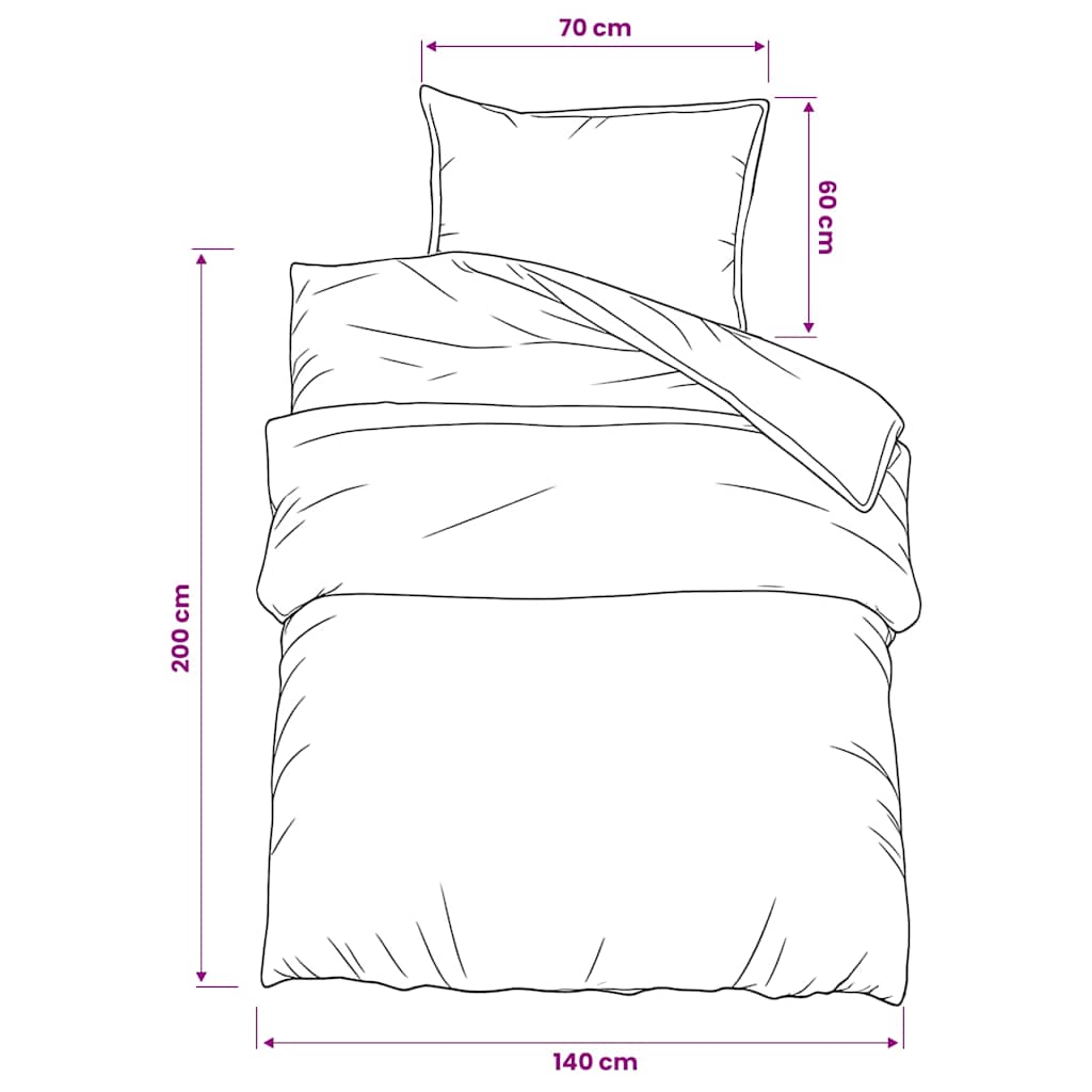 Set posteljine za poplun tamnosivi 140 x 200 cm pamučni